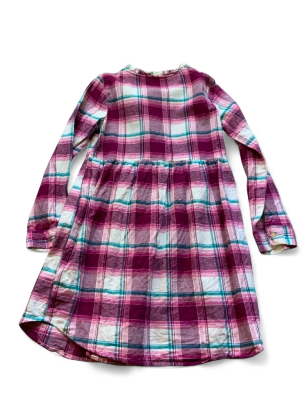 Falls Creek Plaid LS Button Down Dress Girls Medium 7/8